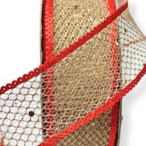 40mm Gold Sparkly Mesh Ribbon - The Homespun Loft