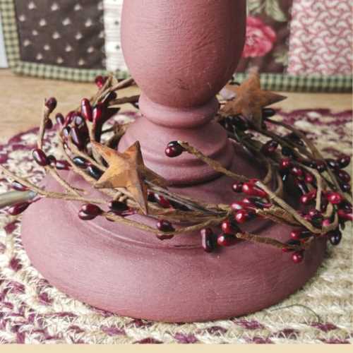 Primitive Burgundy Pip Berry Candle or Lamp Ring - The Homespun Loft