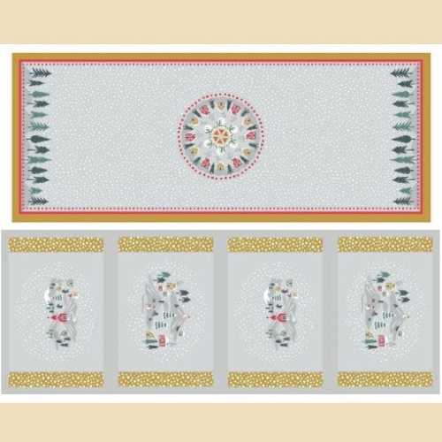 Snow Day Table Runner and Placemats Fabric Panel - The Homespun Loft