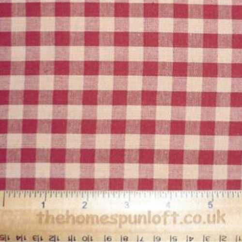 Primitive Red Tan Homespun Checked Fabric - The Homespun Loft