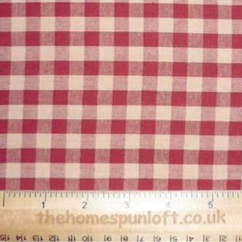Primitive Red Tan Homespun Checked Fabric - The Homespun Loft