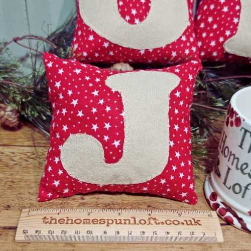 Set of 3 JOY Christmas Primitive Mini Cushions - The Homespun Loft