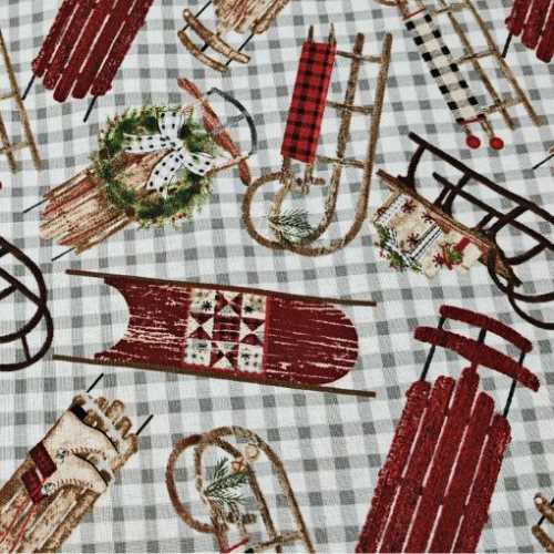 FQ A Christmas to Remember Vintage Sleds Fabric - The Homespun Loft