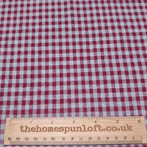 WIDE Burgundy and Grey Checked Flannel Fabric - The Homespun Loft