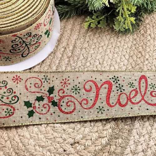 Noel Glittery Christmas Ribbon - The Homespun Loft