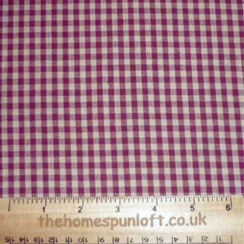 Primitive Burgundy Tan Homespun Check Fabric - The Homespun Loft
