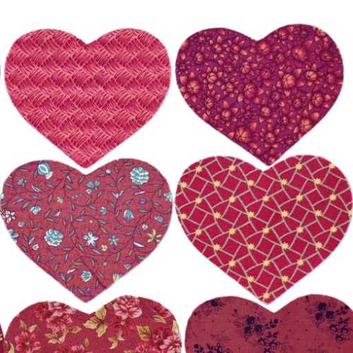 16 Rusty Barn Red Fabric Heart Die Cut Shapes - The Homespun Loft