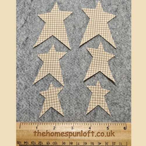 6 IRON ON Cream Primitive Homespun Star Die Cuts - The Homespun Loft