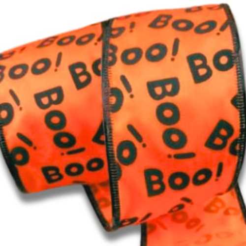 60mm BOO Halloween Decorative Wired Ribbon - The Homespun Loft