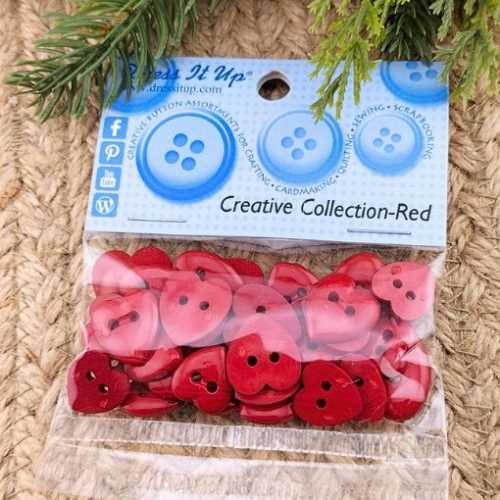 Mixed sizes Primitive Red Heart Craft Buttons - The Homespun Loft
