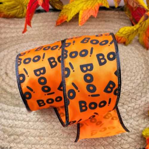 BOO Halloween Decorative Wired Ribbon - The Homespun Loft