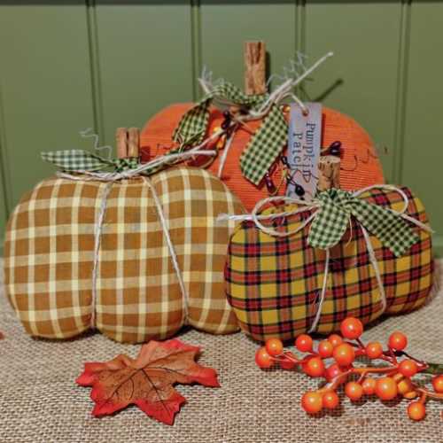 Set of 3 Handmade Prim Autumn Fall Pumpkins - The Homespun Loft