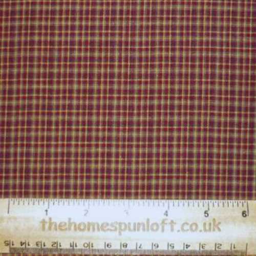 Primitive Burgundy Mix Homespun Check Fabric - The Homespun Loft