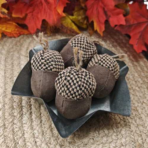 Set of 4 Primitive Autumn Acorn Bowl Fillers - The Homespun Loft