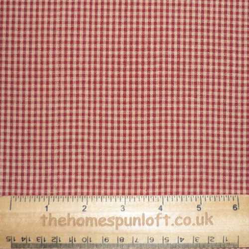 Primitive Red Tan Mini Checked Homespun Fabric - The Homespun Loft