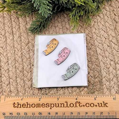 3 Sewing Tape Measures Wooden Button Pack - The Homespun Loft