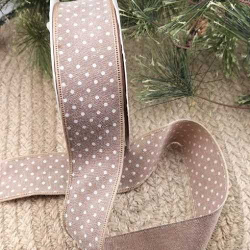 Country Style Linen and Cream Spotty Ribbon - The Homespun Loft