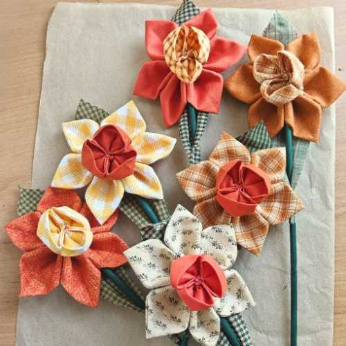 Primitive Country Fabric Daffodil Flower Bouquet 3 - The Homespun Loft