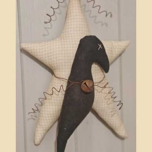 10" Hanging Primitive Cream Crow and Star Decor - The Homespun Loft