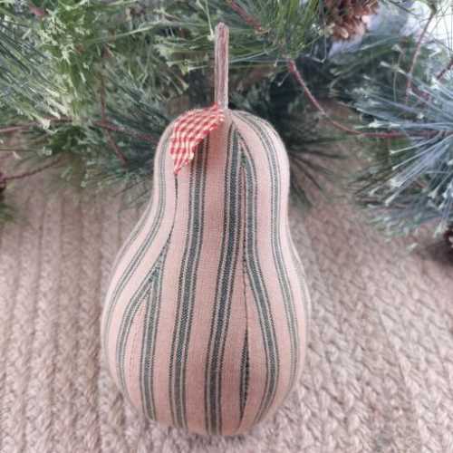 Primitive Homespun Ticking Striped Fabric Pear - The Homespun Loft