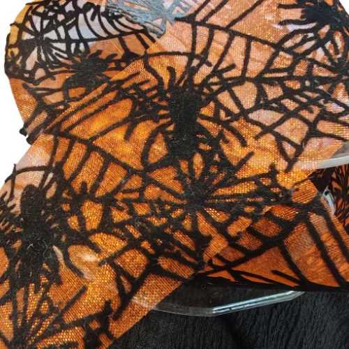 Spider's Web Velvet Organza Halloween Ribbon - The Homespun Loft