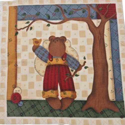 8" Country Bears at Heart Fabric Panel Leslie Beck - The Homespun Loft