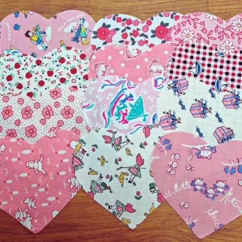 12 Cotton Fabric Heart Die Cut Shapes - The Homespun Loft