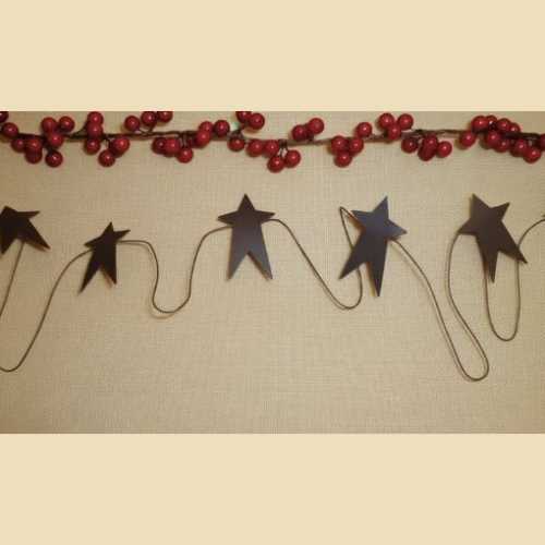 5ft Primitive Black Tin Wire Garland with 2" Stars - The Homespun Loft