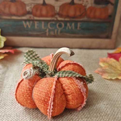 4" Handmade Fabric Pumpkin Rustic Decor - The Homespun Loft
