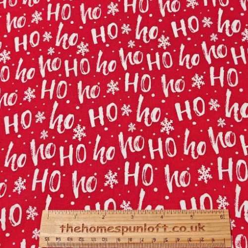 FQ WIDE Rose and Hubble Christmas HO HO HO Fabric - The Homespun Loft