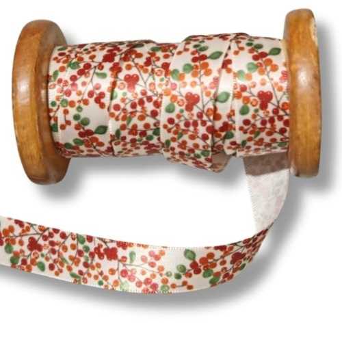 16mm Autumn Fall Berries Satiny Craft Ribbon - The Homespun Loft