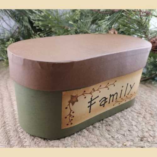 Primitive Green Box with Family Label - The Homespun Loft