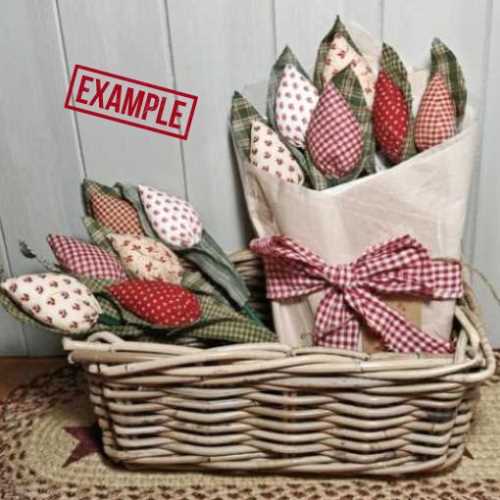 Country Fabric Flower Mixed Bouquet of 6 Tulips - The Homespun Loft