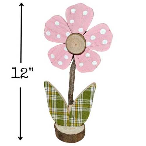 Sweetheart Rustic Painted Wooden Pink Flower - The Homespun Loft