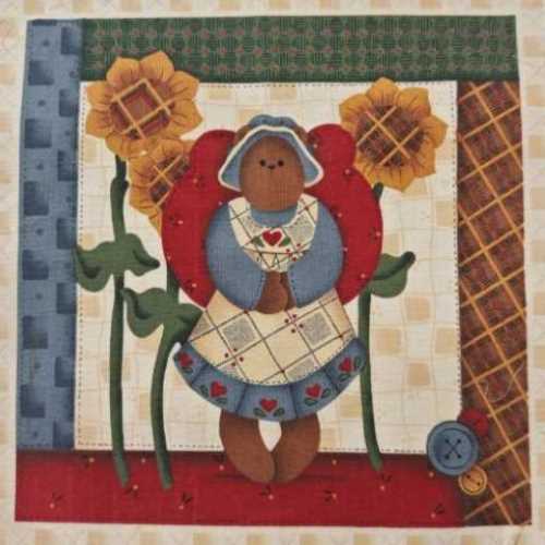 8" Country Bear at Heart Fabric Panel Leslie Beck - The Homespun Loft