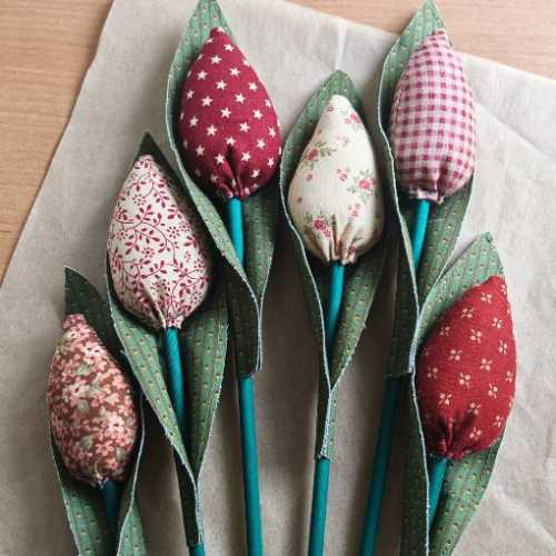Country Fabric Flower Bouquet of Mixed Tulips - The Homespun Loft