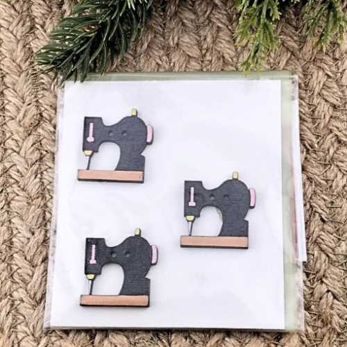 3 Sewing Machines Wooden Buttons - The Homespun Loft