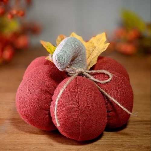 6" Burnt Orange Fabric Autumn Pumpkin Halloween - The Homespun Loft