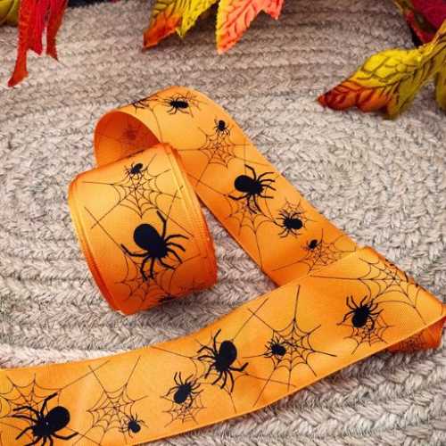 1 Yard Spooky Spiders Halloween Ribbon - The Homespun Loft