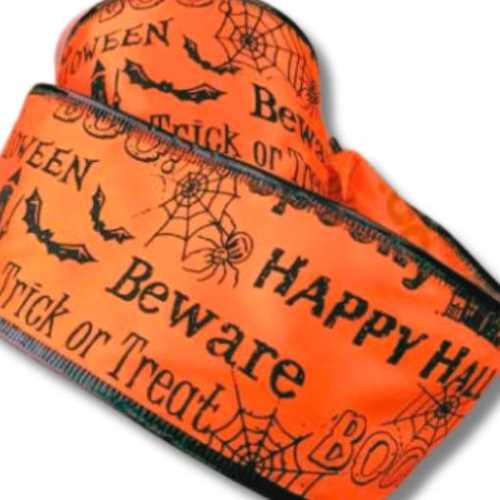 60mm Happy Halloween Decorative Wired Ribbon - The Homespun Loft
