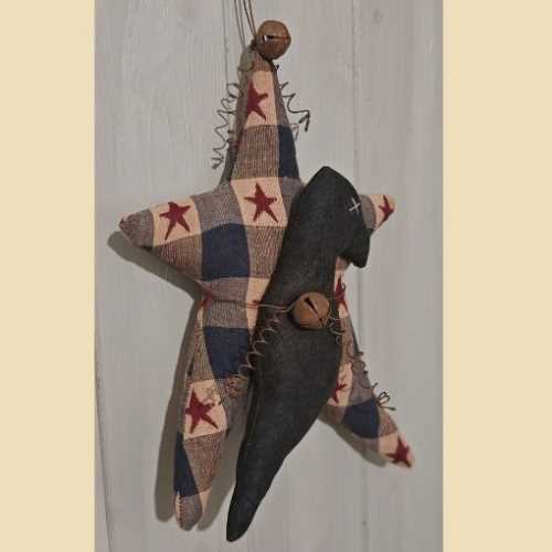 10" Primitive Star and Crow Hanging Decoration - The Homespun Loft