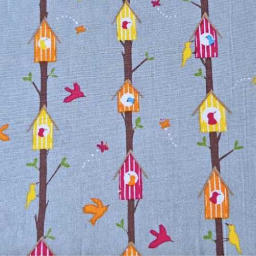 FQ Cotton Birdhouse Fabric - The Homespun Loft