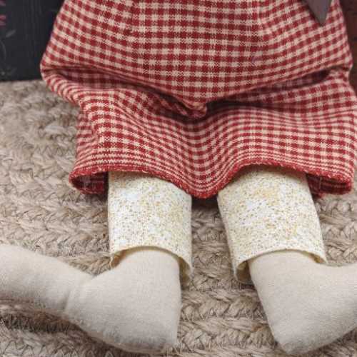 12" Handmade WINIFRED Fabric Kitty Cat Doll - The Homespun Loft