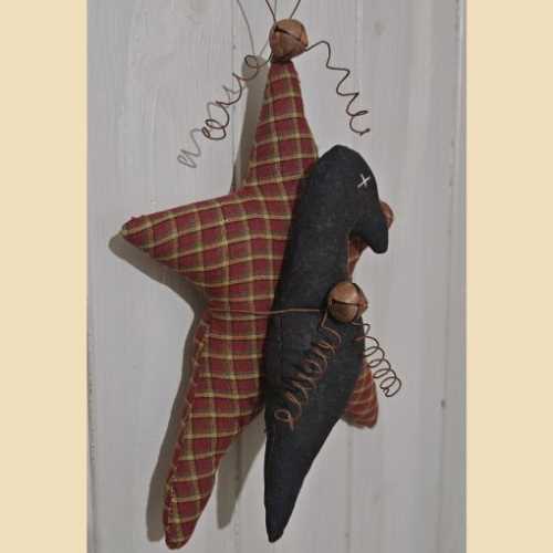 10" Primitive Crow Homespun Star Rusty Tin - The Homespun Loft