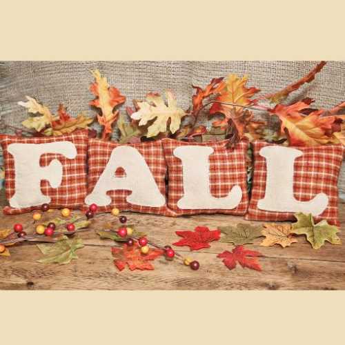 Set of 4 FALL Autumn Primitive Mini Cushions - The Homespun Loft