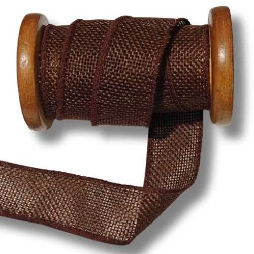 25mm Autumn Dark Brown Hessian Wired Ribbon - The Homespun Loft
