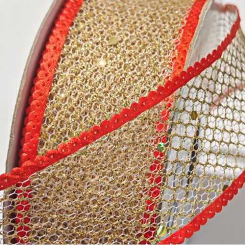 40mm Gold Sparkly Mesh Ribbon - The Homespun Loft