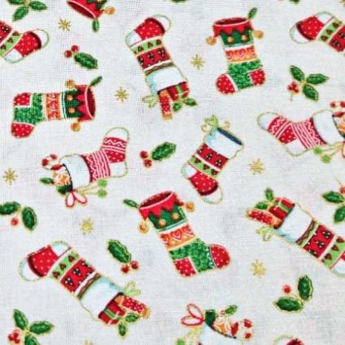 FQ Merry Christmas Stockings Fabric by Makower UK - The Homespun Loft