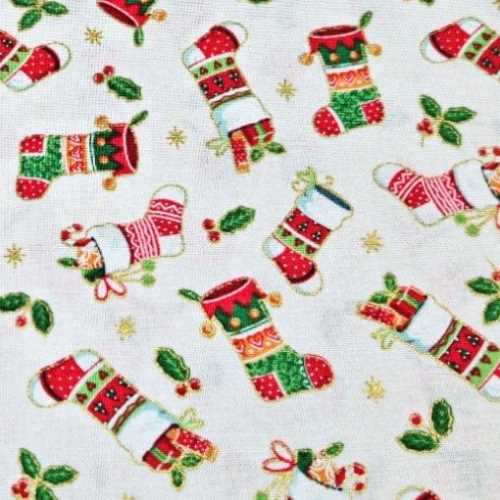 Merry Christmas Stockings Fabric by Makower UK - The Homespun Loft