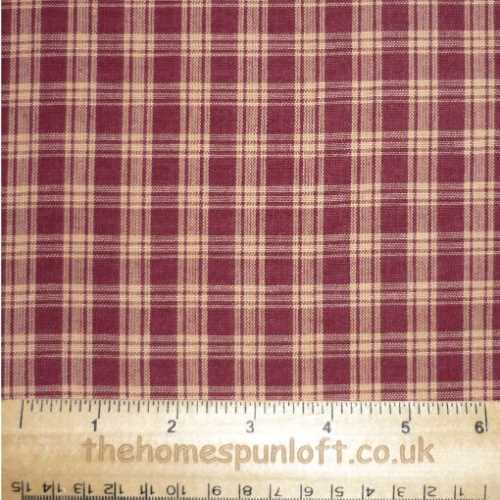 Primitive Barn Red Tan Homespun Check Fabric - The Homespun Loft